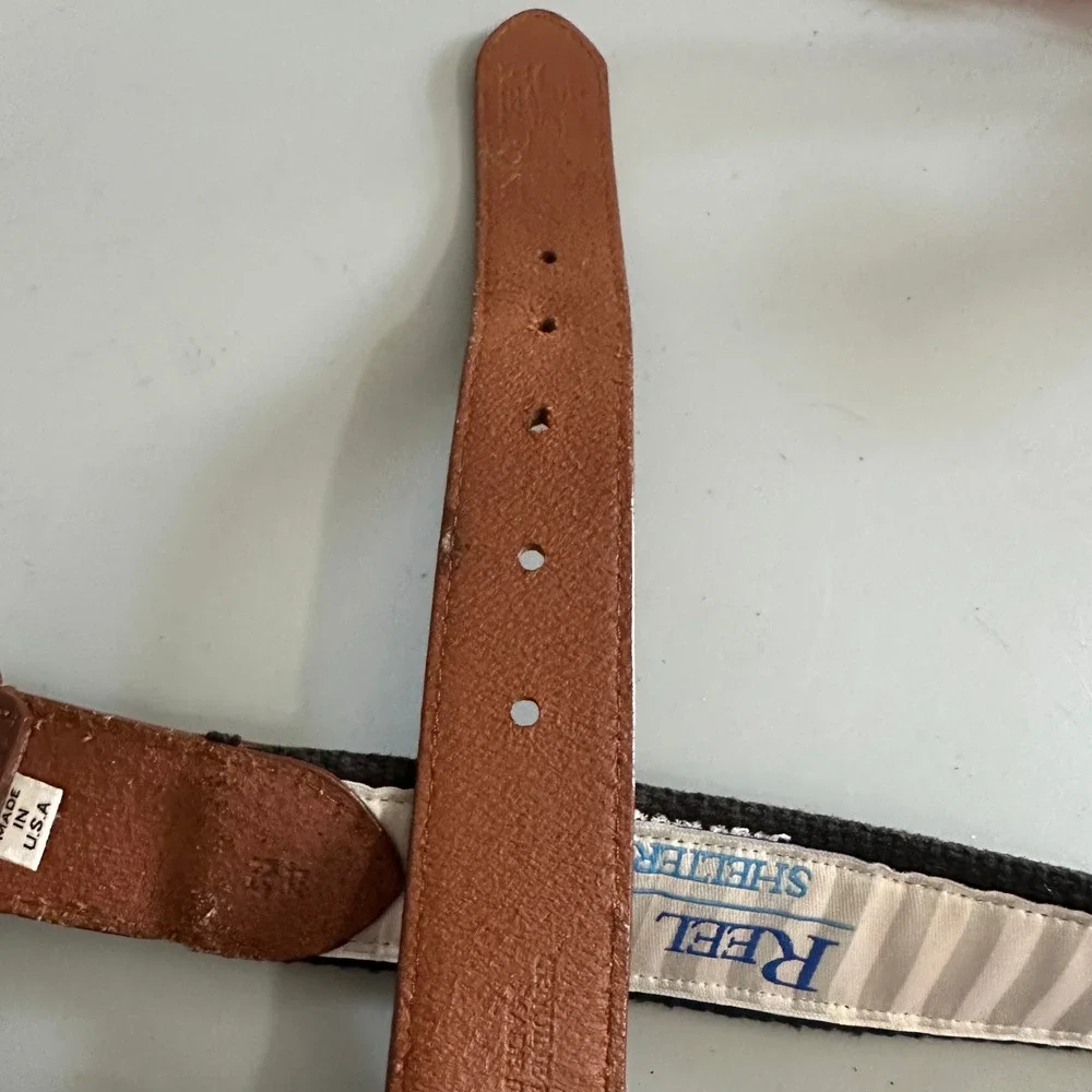 Reel Point Shelter Island Evan Williams Bourbon Belt sz 42 Black Web Leather USA
